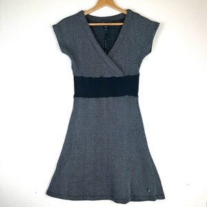 Skunkfunk Faux Wrap A-line Stripe Cap Sleeve Dress A-line